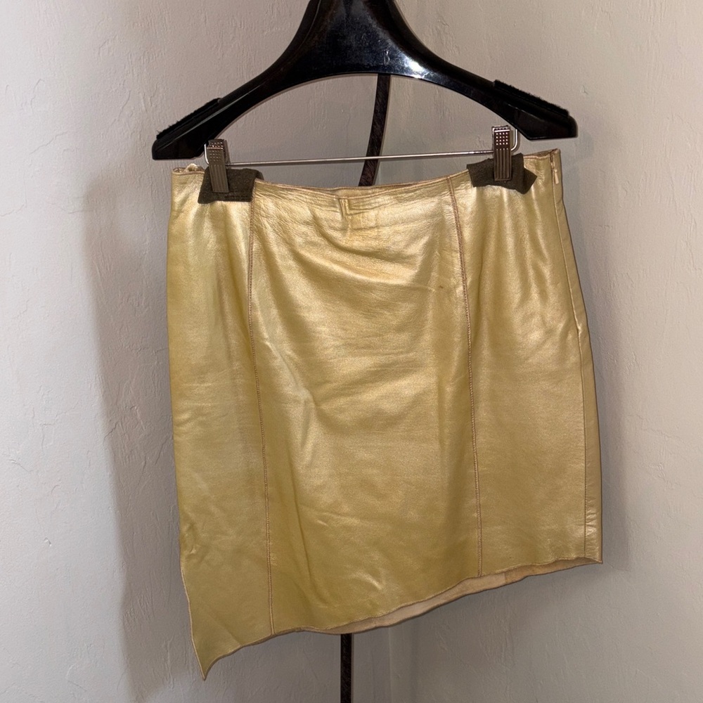 Cache Shimmering Gold Mini Skirt